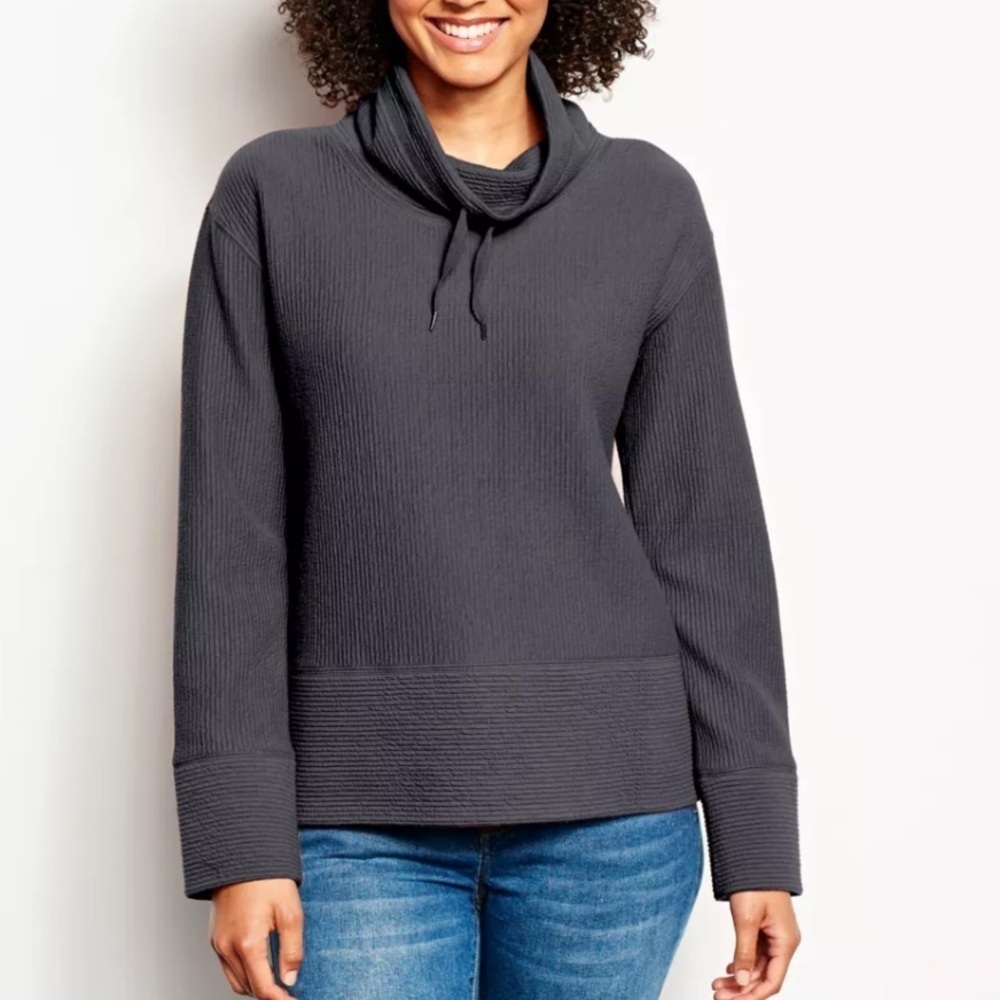 Orvis Cozy Blue Pullover Cowl Neck Hoodie M - Picture 1 of 6